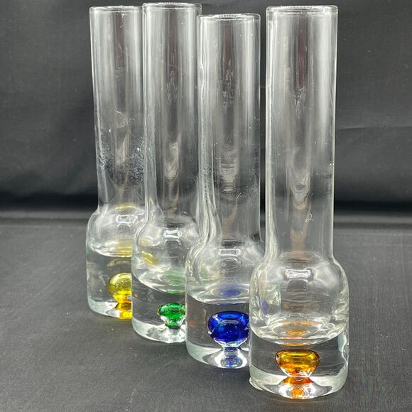 4 Narrow Circleware Vodka Alcohol Shot Glasses Colorful Bases Barware Bud Vases - Picture 7 of 7